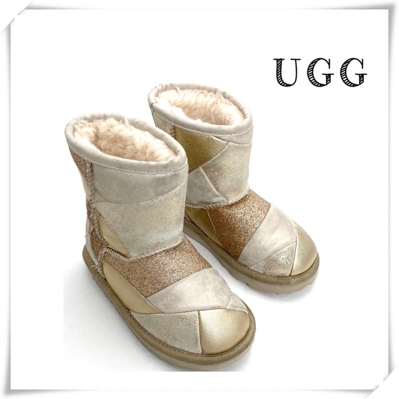 UGG Other - UGG Classic Short ll Gold Metallic Patchwork Boot
